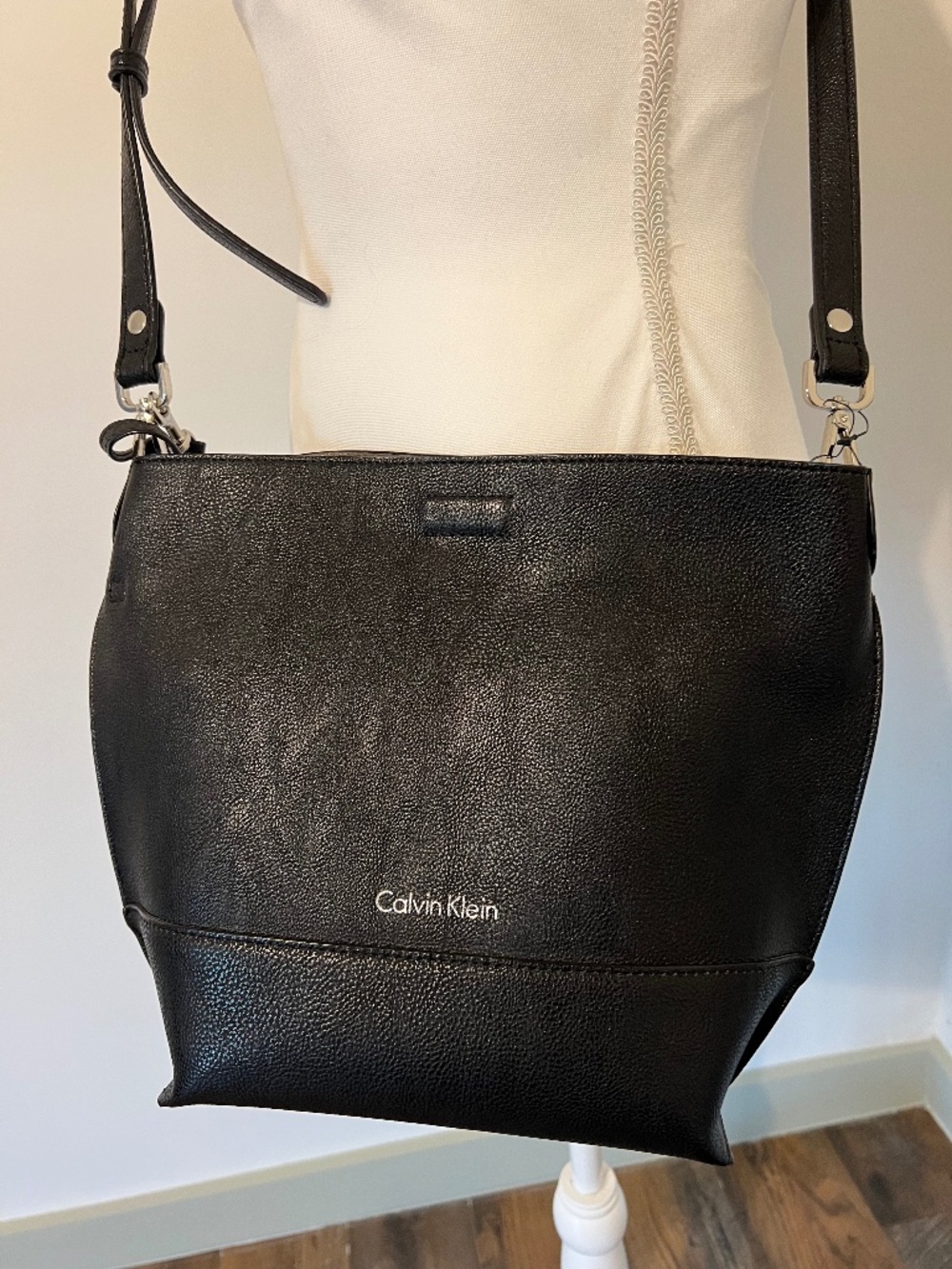Calvin Klein Black Convertible Crossbody Bag with Removable Pouch